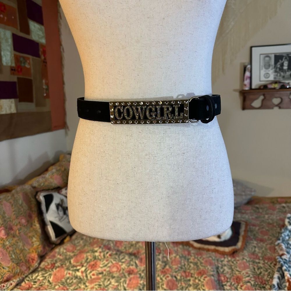 Absolutley West "Cowgirl" Bedazzled Y2K Leather Statement Belt